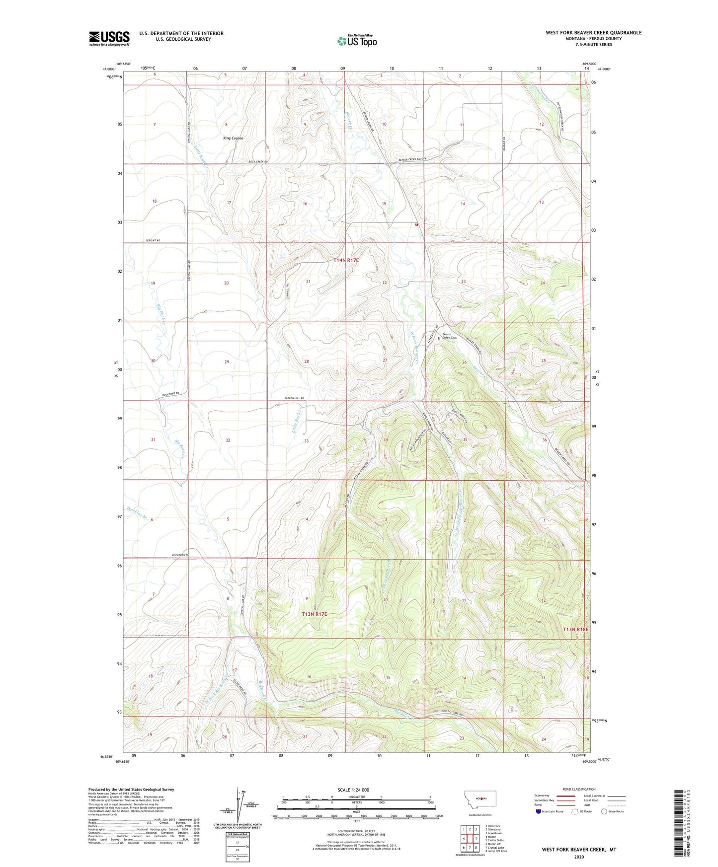 West Fork Beaver Creek Montana US Topo Map Image