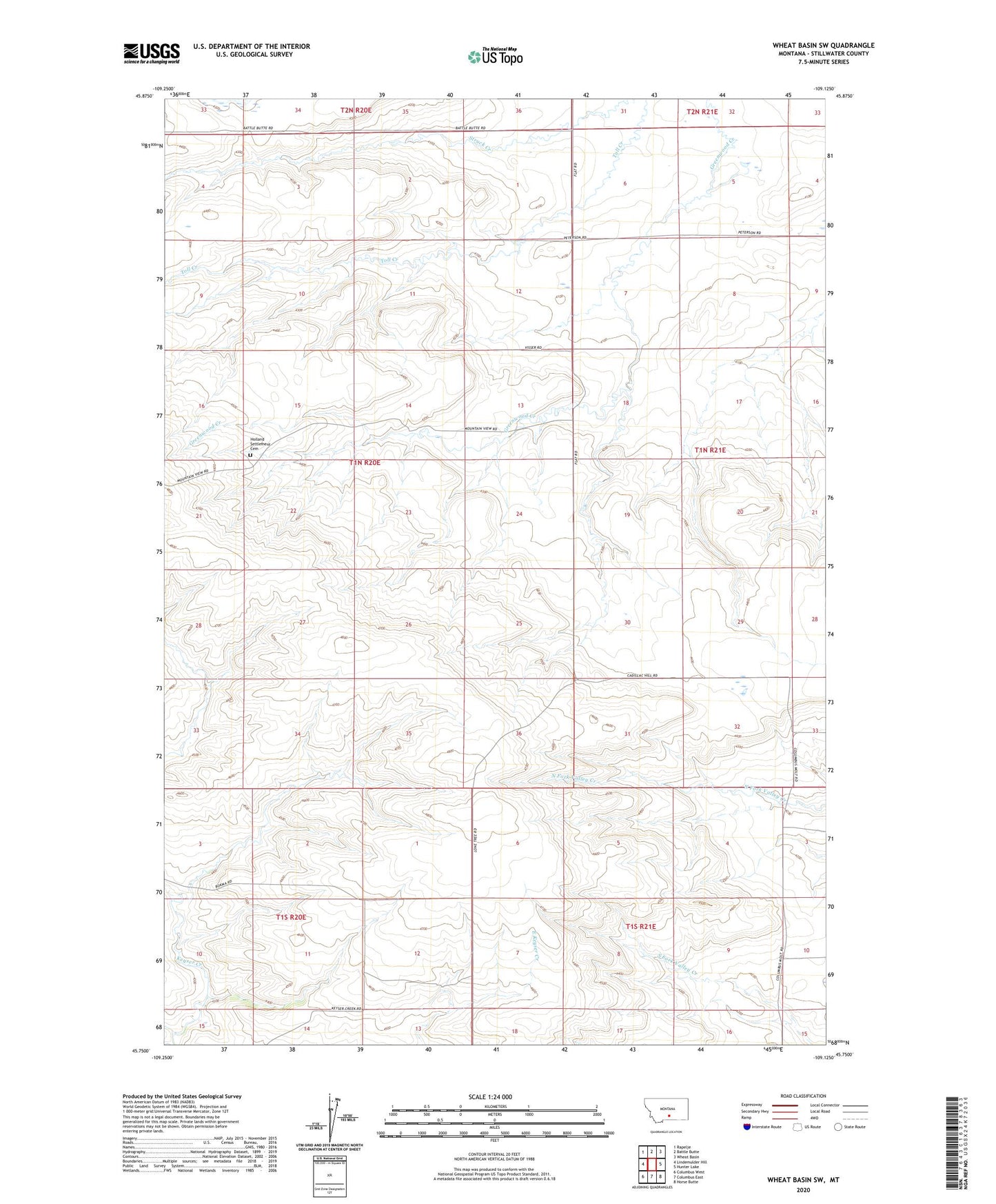 Wheat Basin SW Montana US Topo Map Image