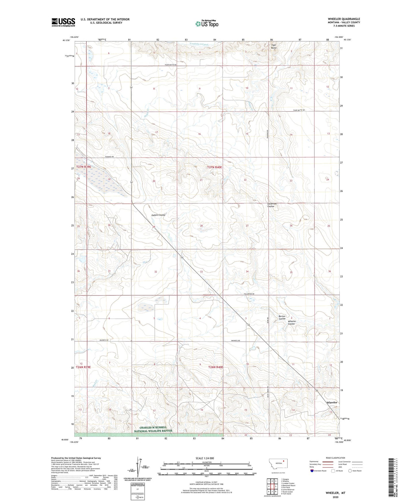 Wheeler Montana US Topo Map Image