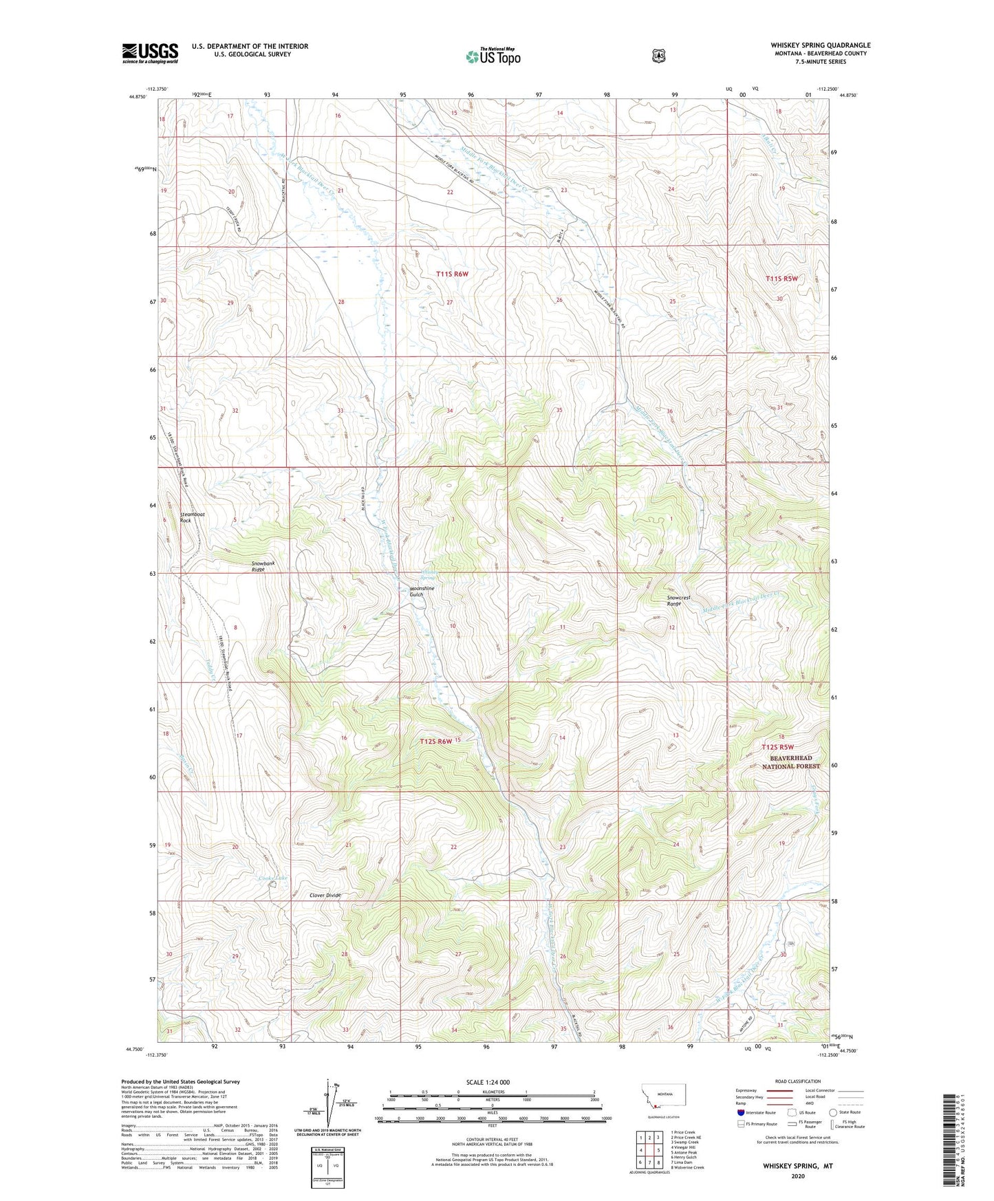 Whiskey Spring Montana US Topo Map Image
