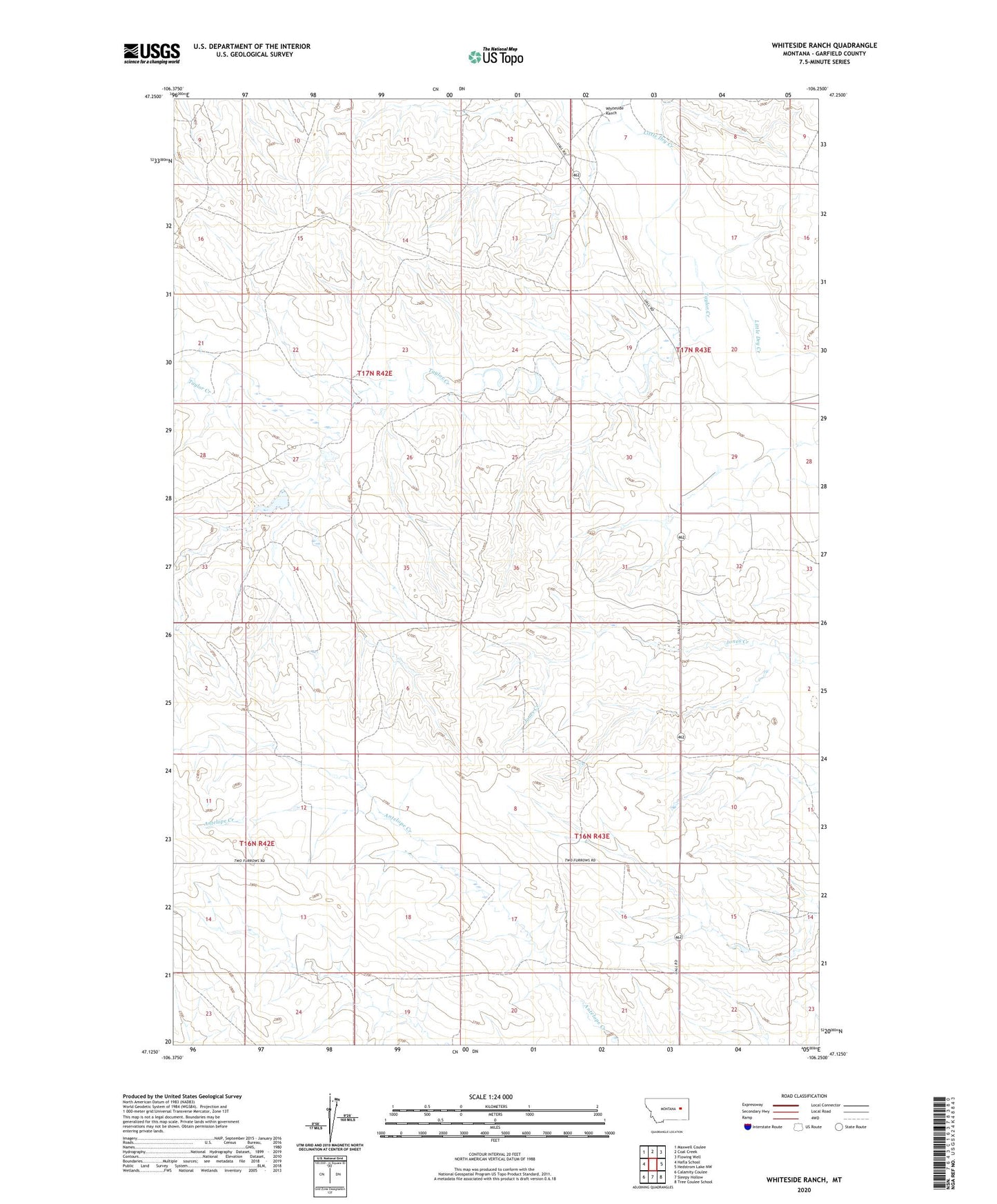 Whiteside Ranch Montana US Topo Map Image