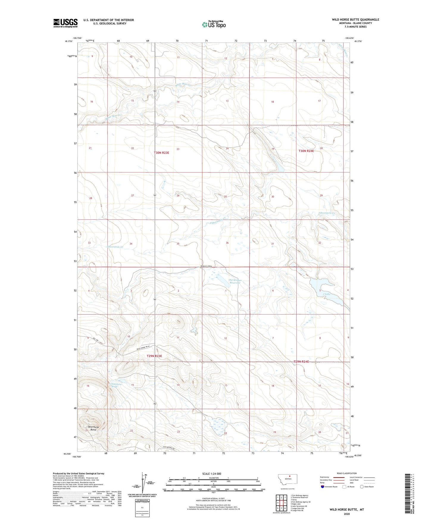 Wild Horse Butte Montana US Topo Map Image