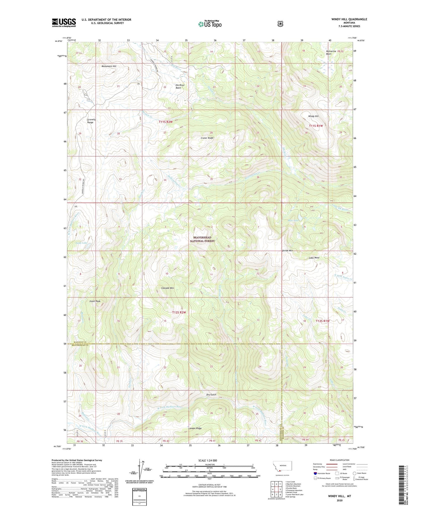 Windy Hill Montana US Topo Map Image