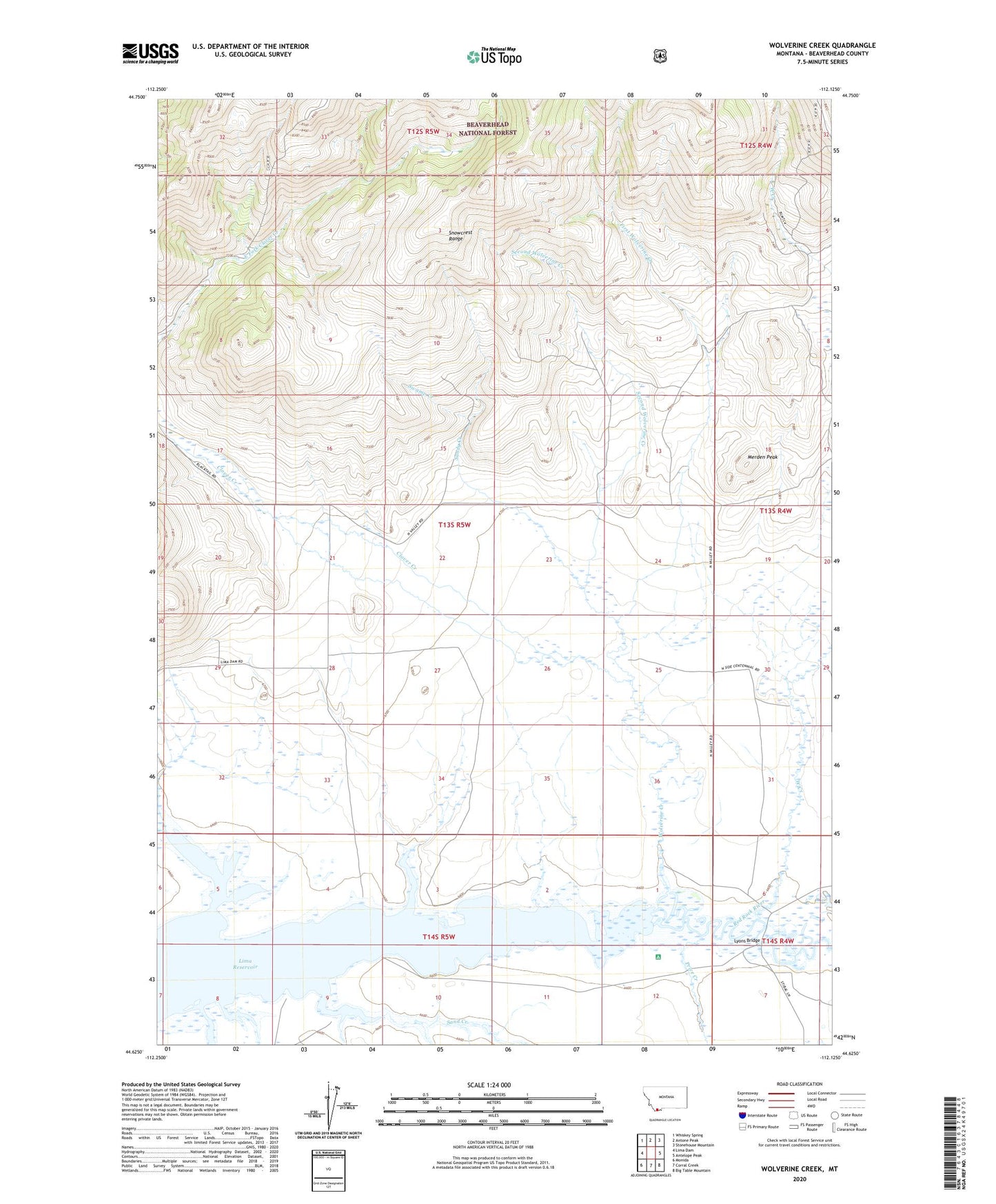 Wolverine Creek Montana US Topo Map Image