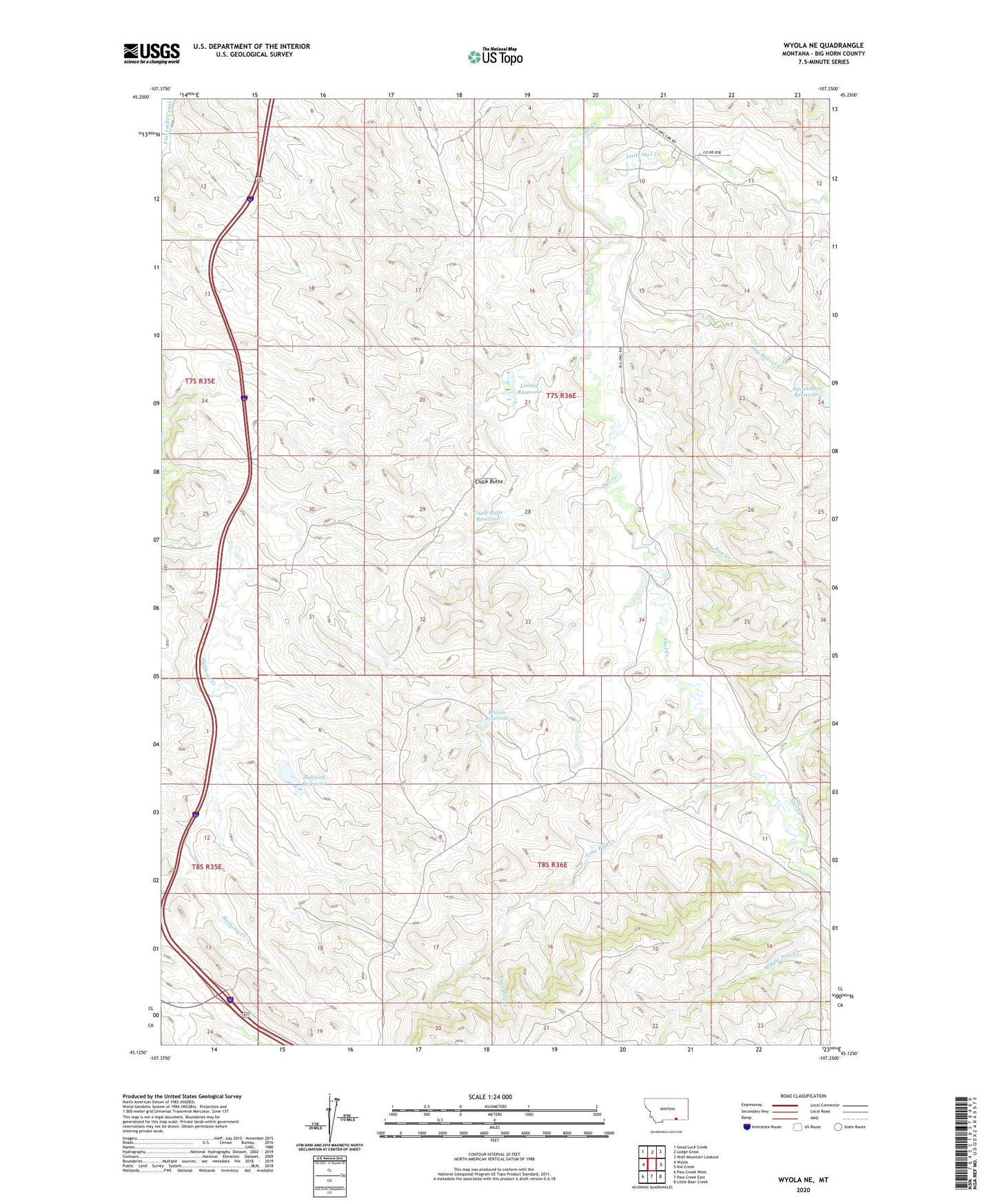 Wyola NE Montana US Topo Map Image