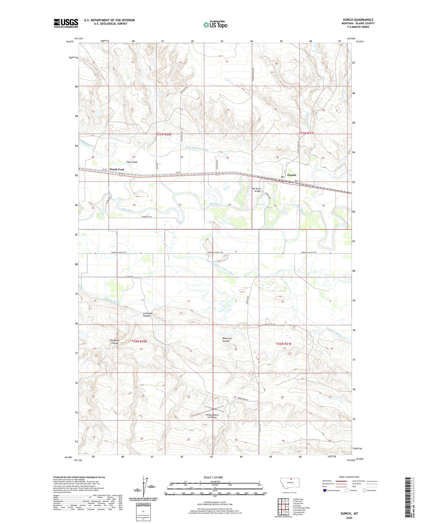 Zurich Montana US Topo Map Image