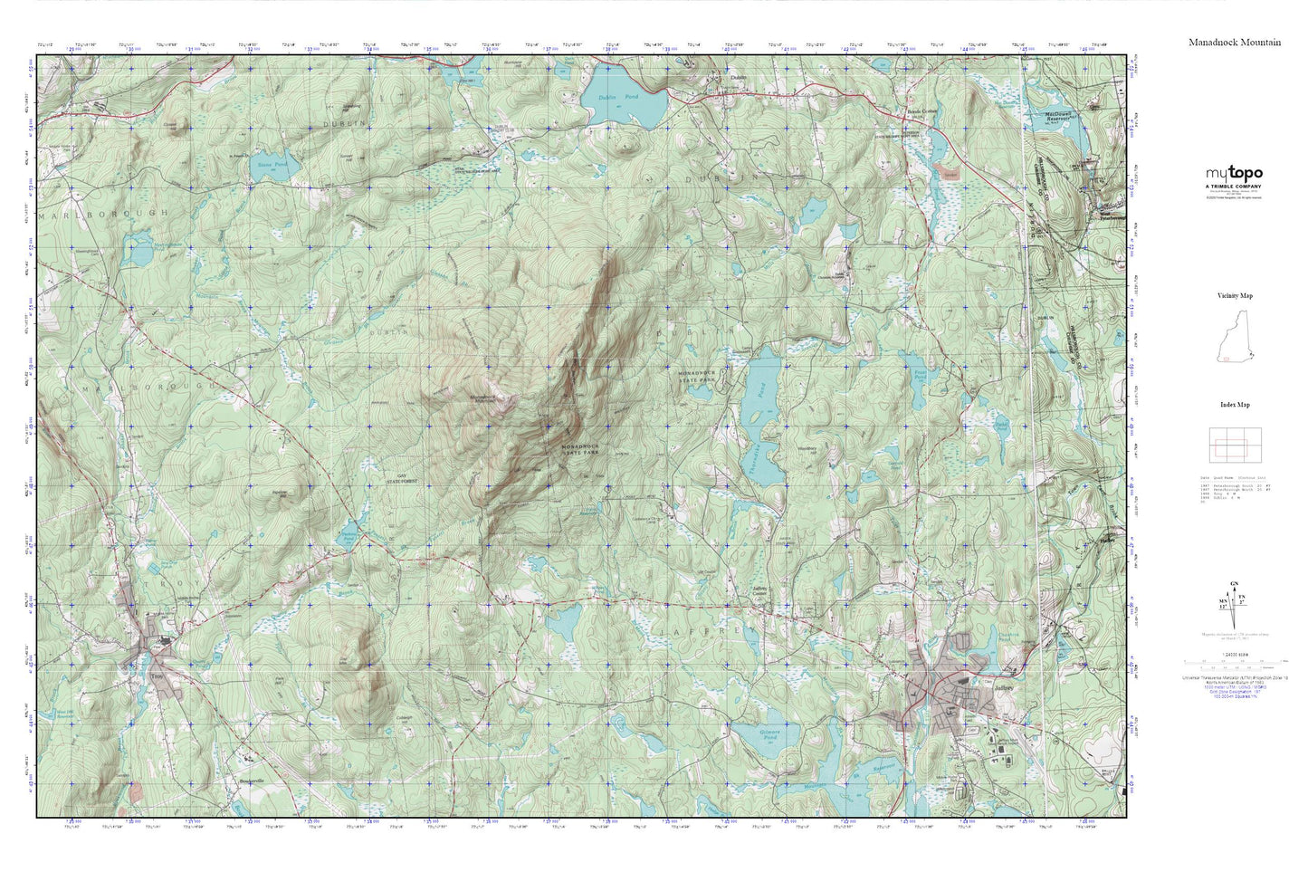 Manadnock Mountain MyTopo Explorer Series Map Image