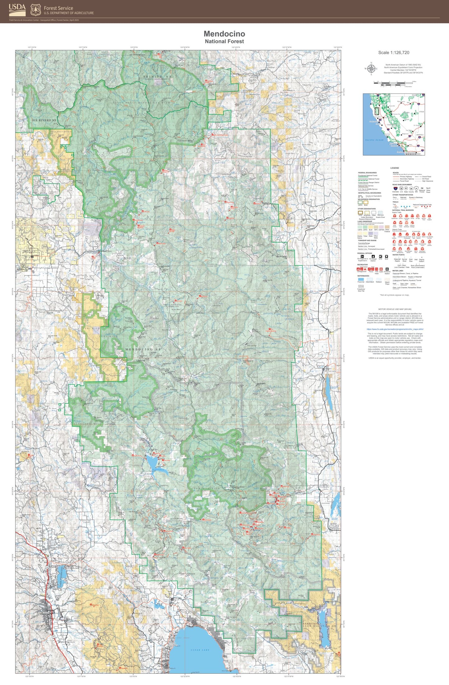 Mendocino National Forest Map