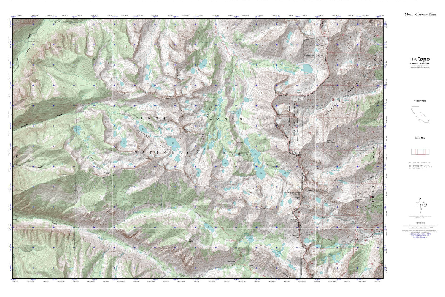 Mount Clarence King MyTopo Explorer Series Map Image