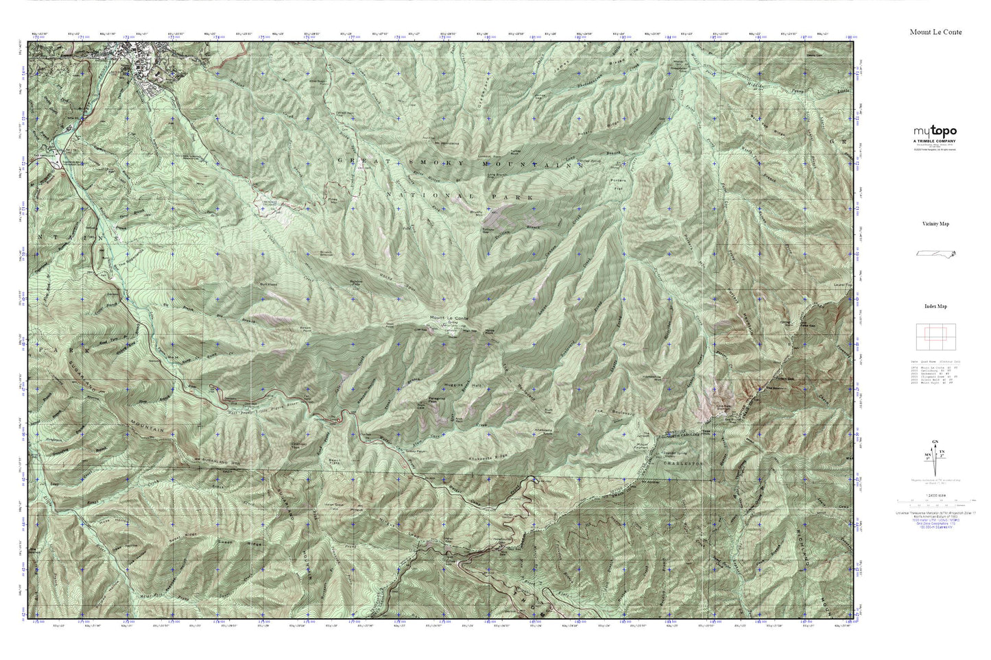 Mount Le Conte MyTopo Explorer Series Map Image