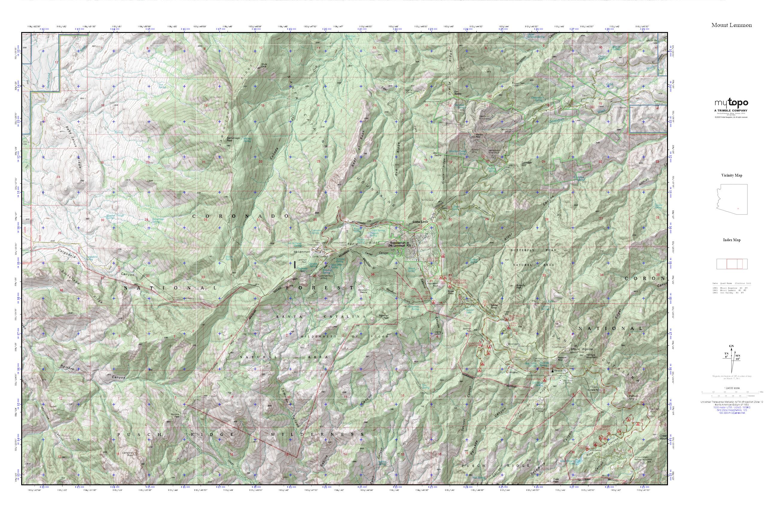 Mount Lemmon MyTopo Explorer Series Map - Main Image