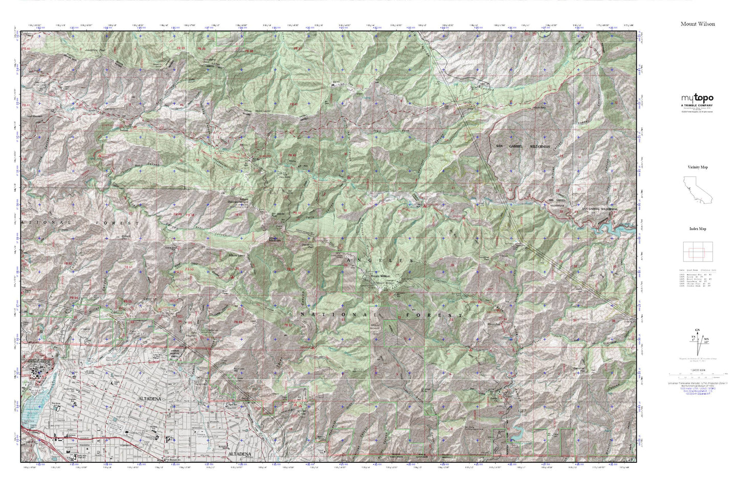 Mount Wilson Area MyTopo Explorer Series Map Image