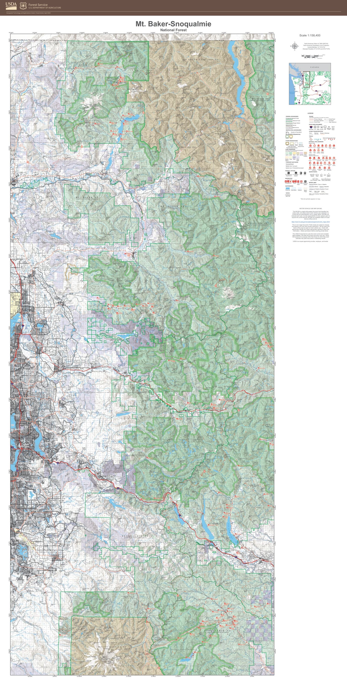 Mt Baker-Snoqualmie National Forest Map