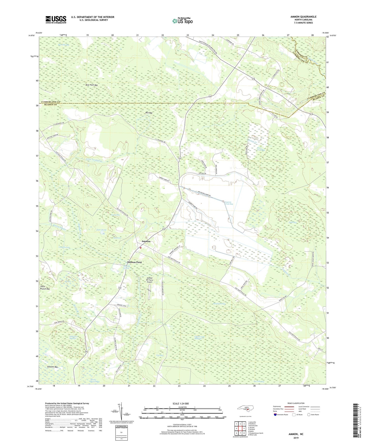 Ammon North Carolina US Topo Map Image