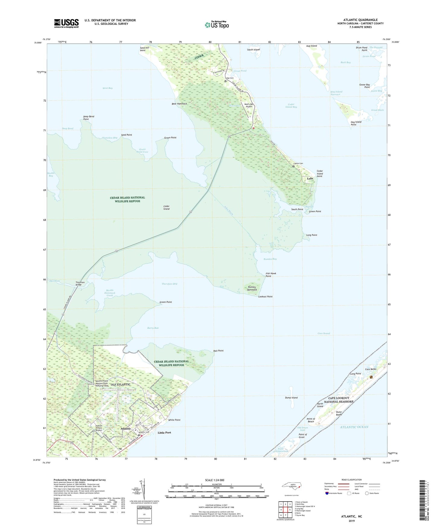 Atlantic North Carolina US Topo Map Image