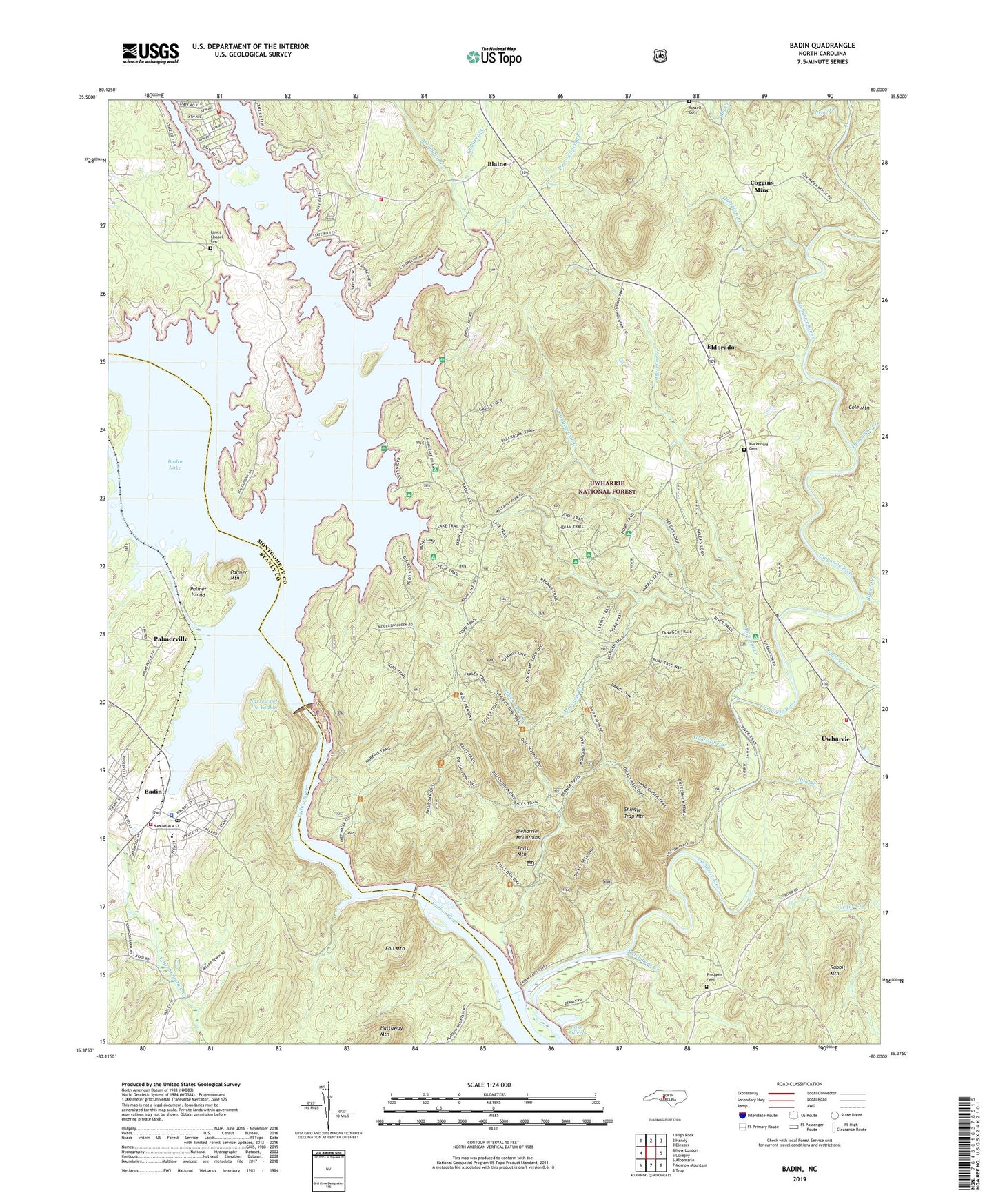 Badin North Carolina US Topo Map Image