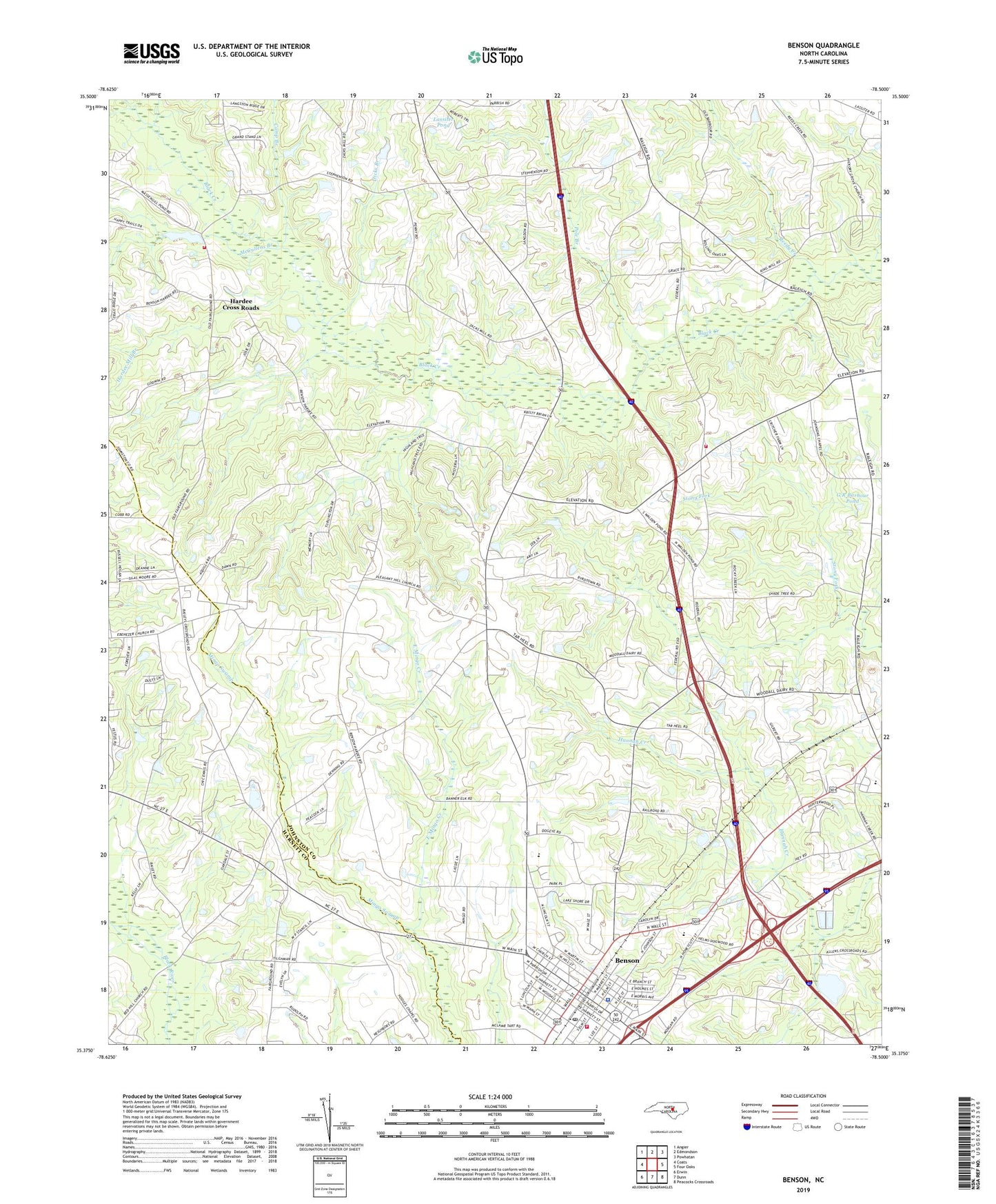 Benson North Carolina US Topo Map Image