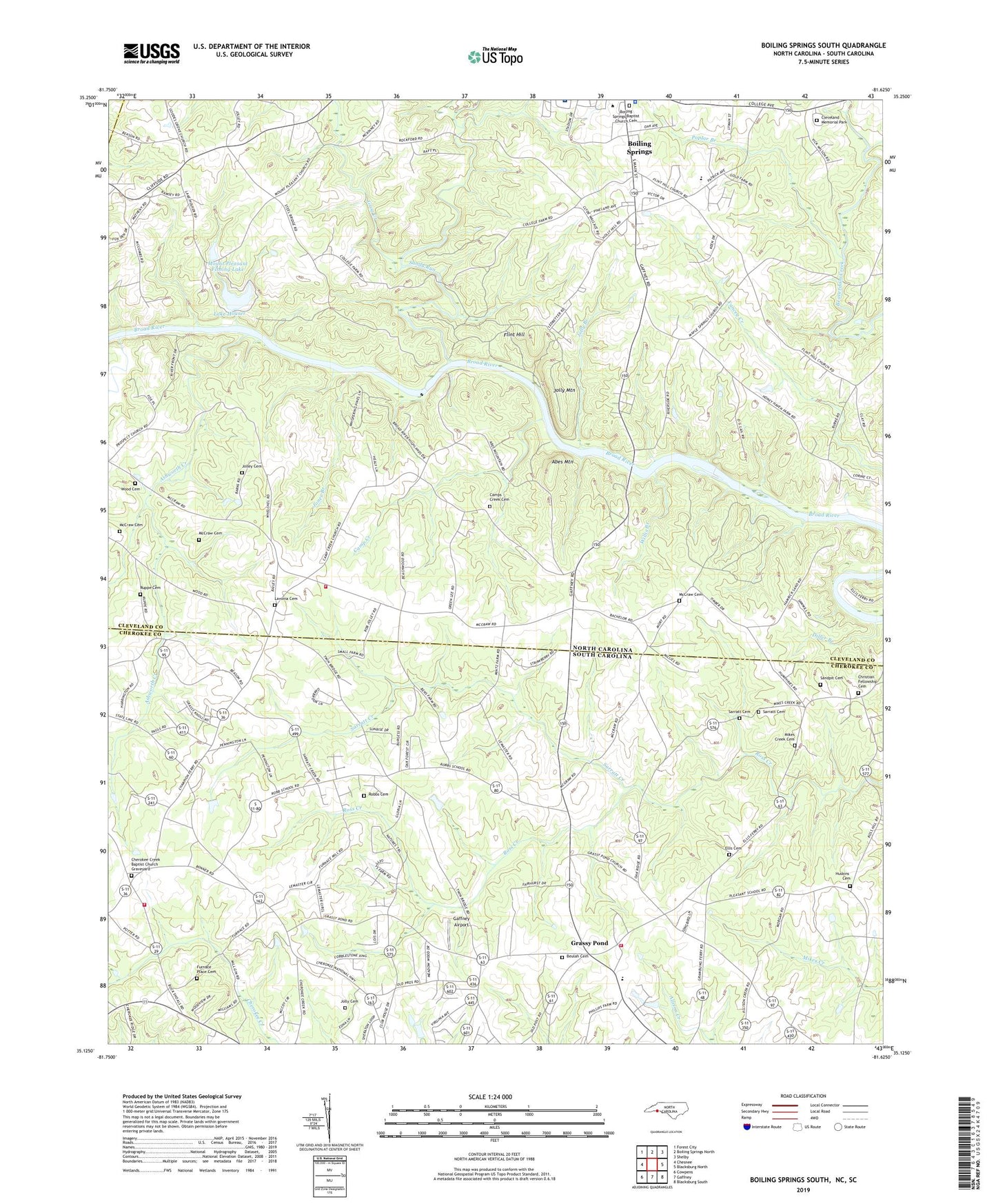 Boiling Springs South North Carolina US Topo Map Image