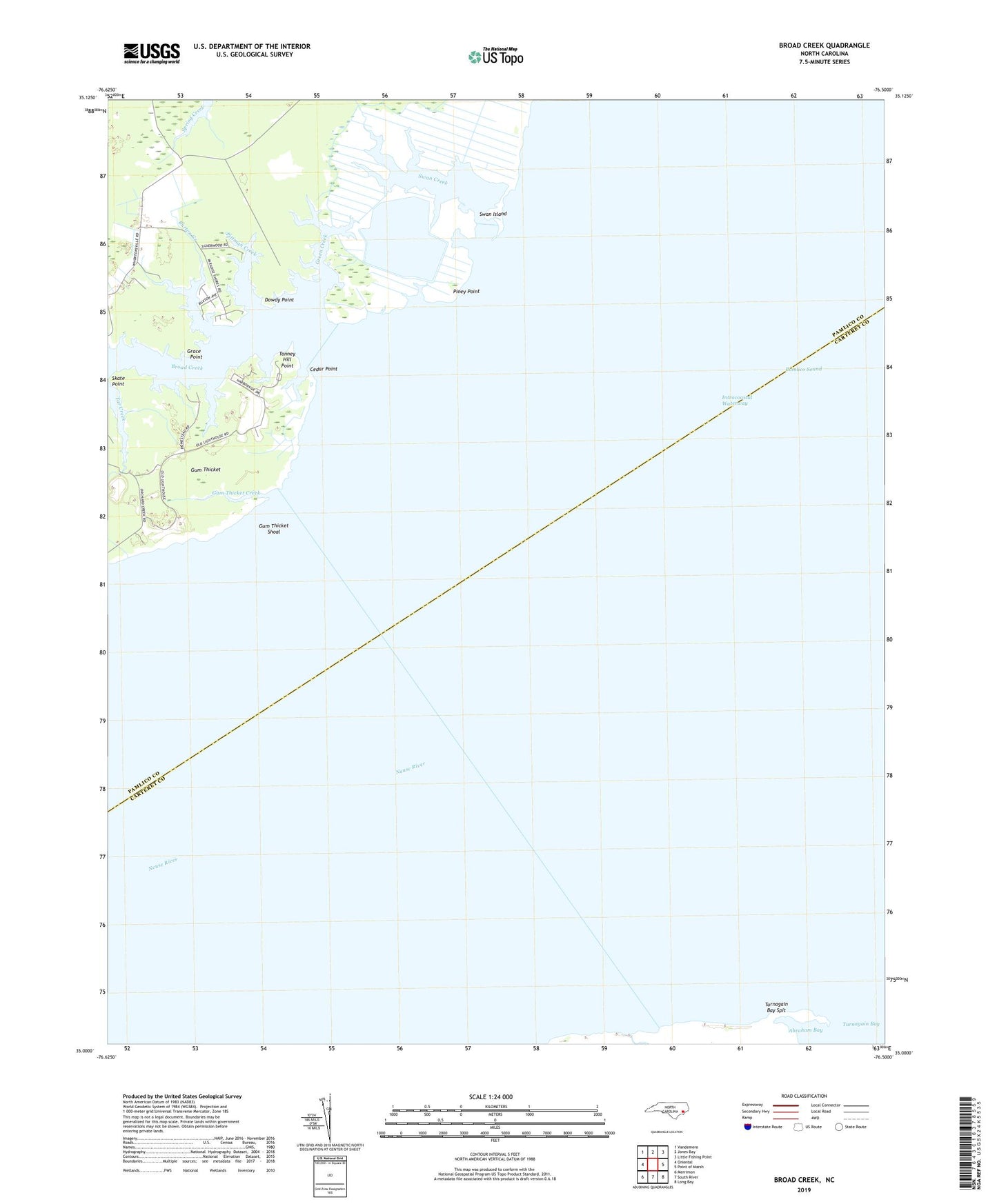 Broad Creek North Carolina US Topo Map Image