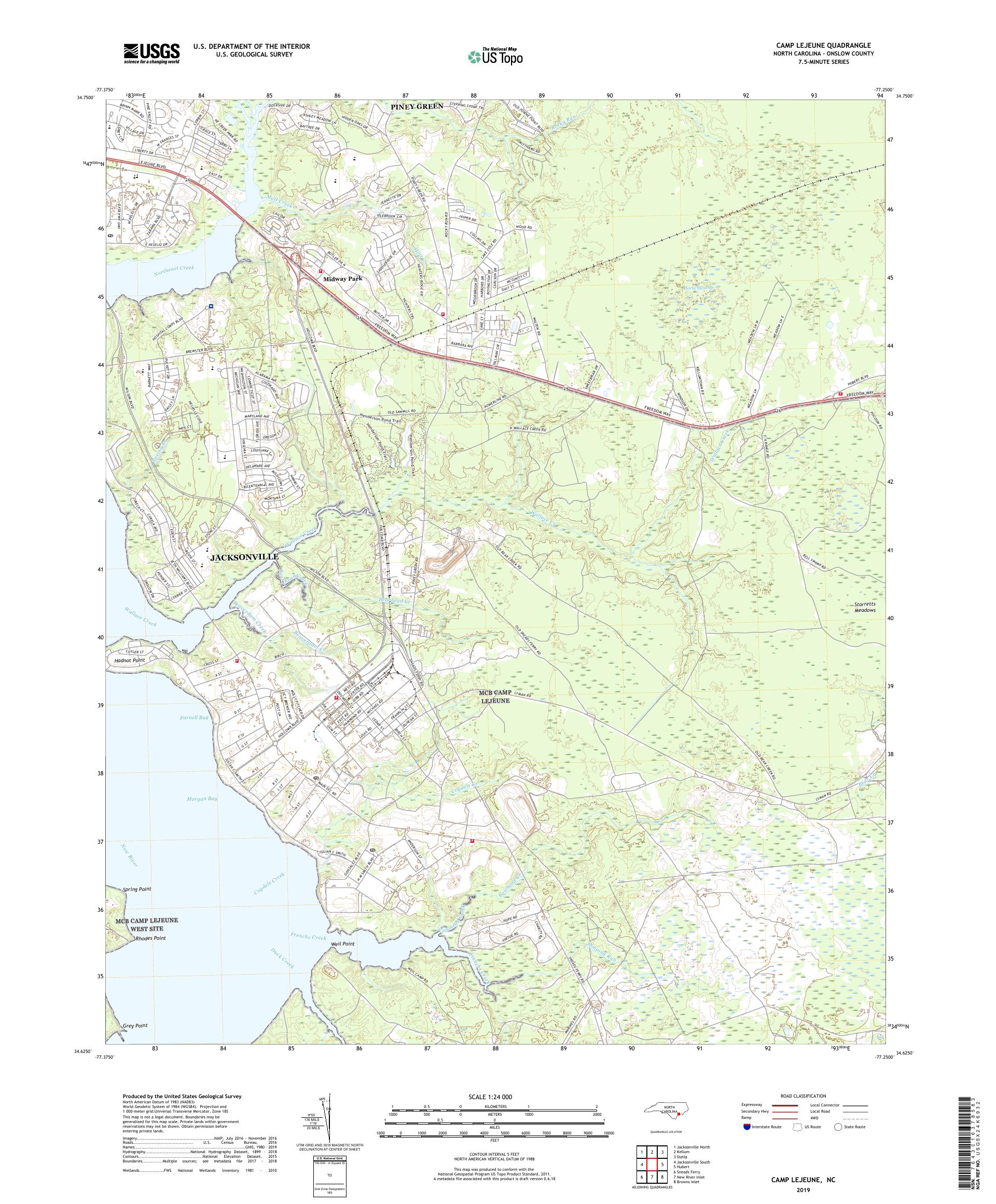 Camp Lejeune North Carolina US Topo Map