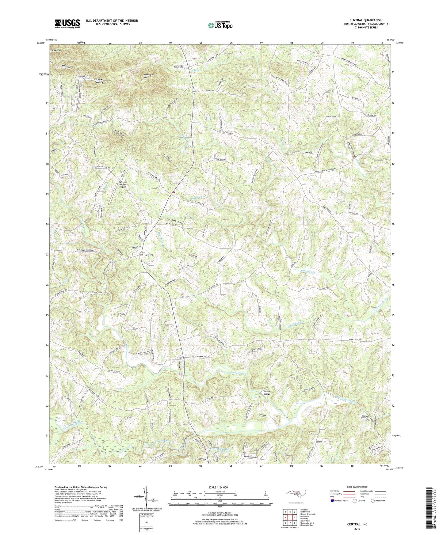 Central North Carolina US Topo Map Image