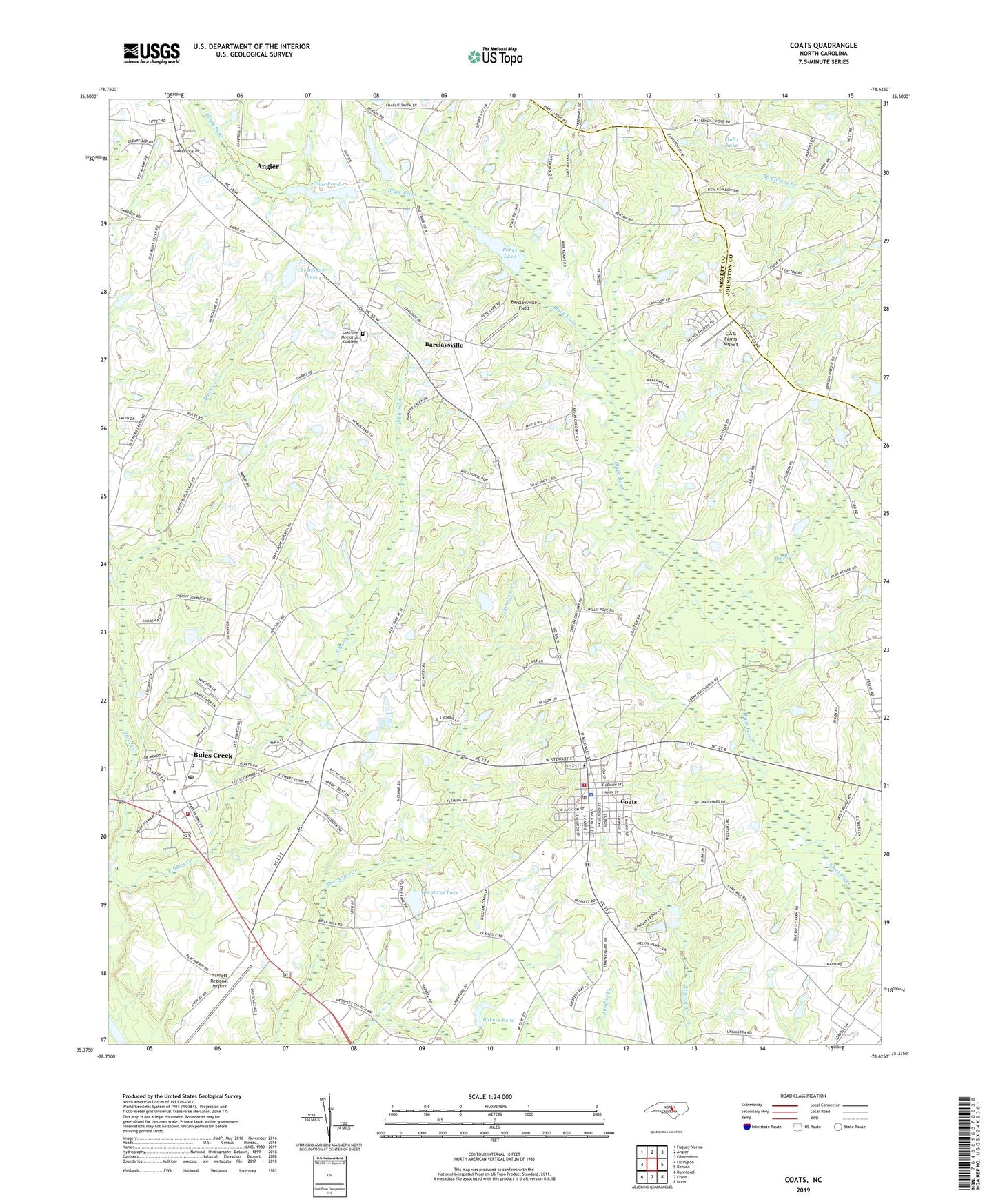 Coats North Carolina US Topo Map Image