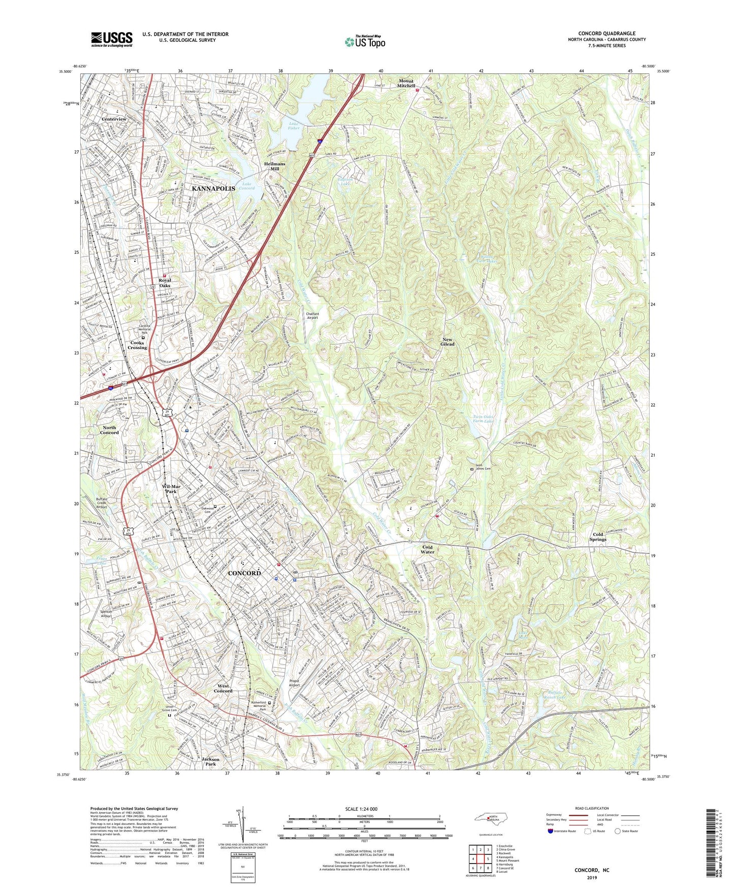 Concord North Carolina US Topo Map Image