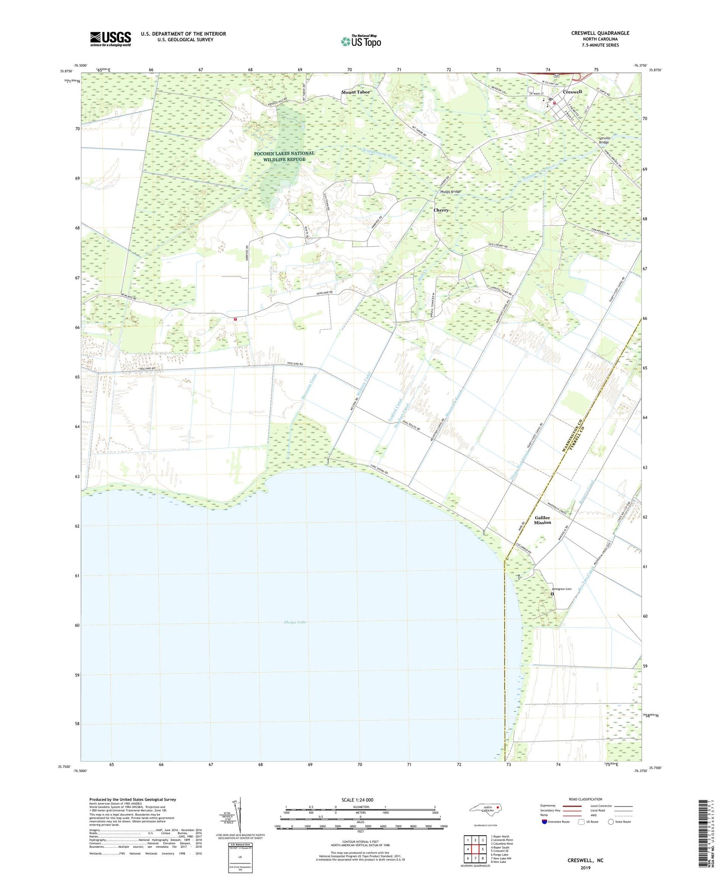 Creswell North Carolina US Topo Map Image