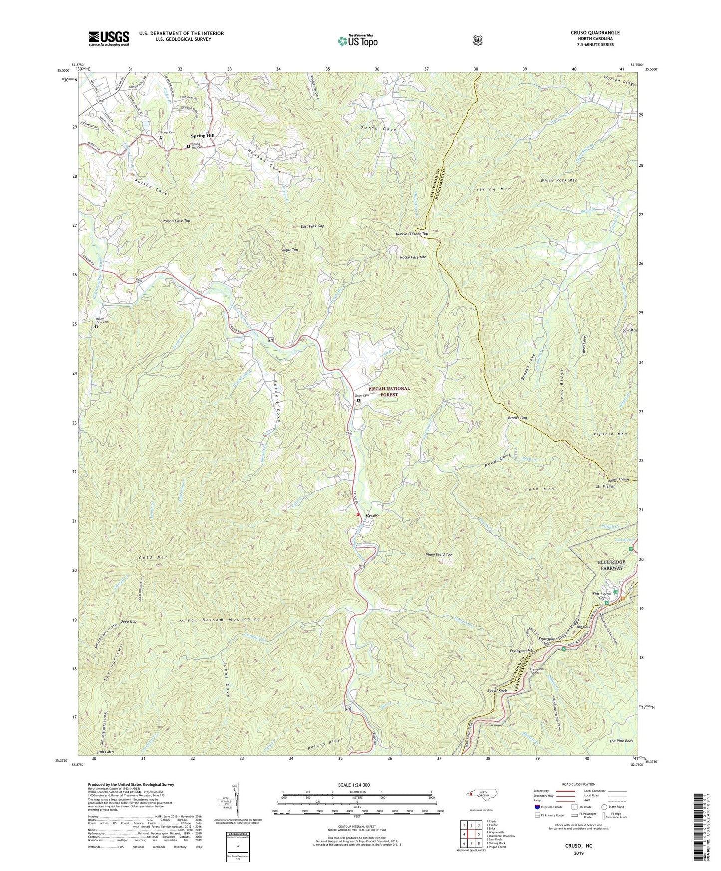 Cruso North Carolina US Topo Map Image