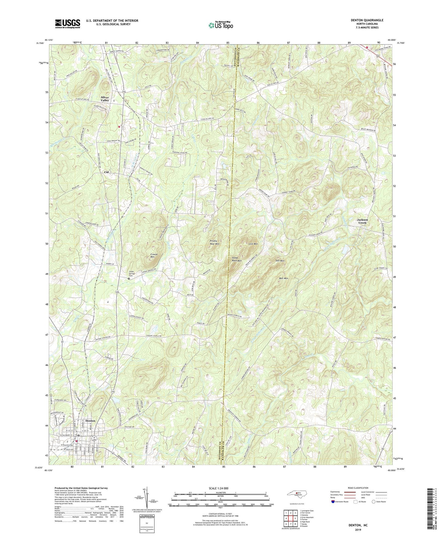 Denton North Carolina US Topo Map Image