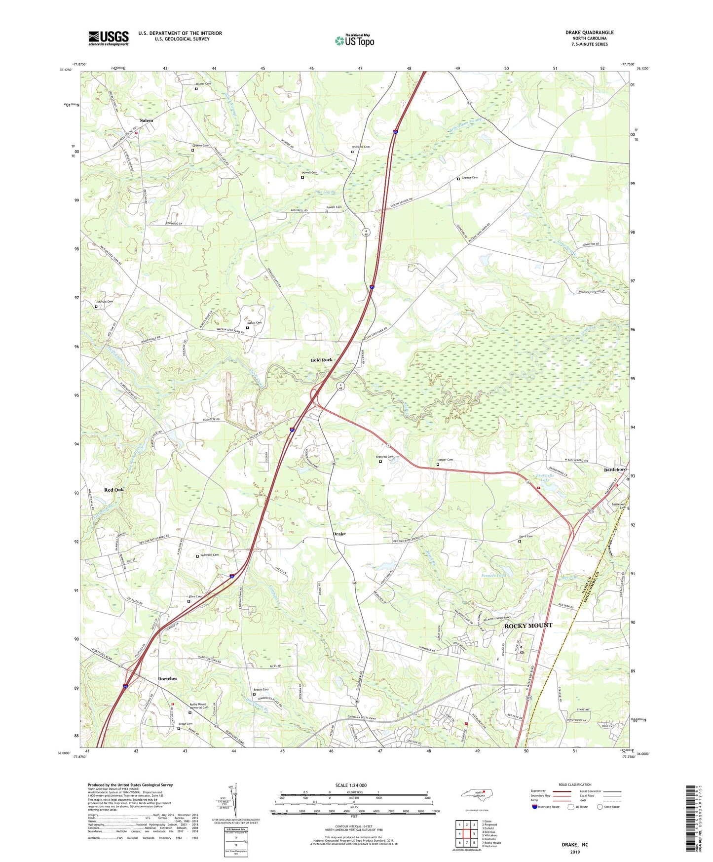 Drake North Carolina US Topo Map Image