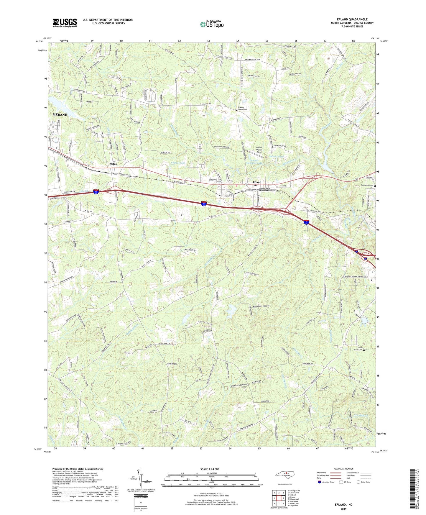Efland North Carolina US Topo Map Image