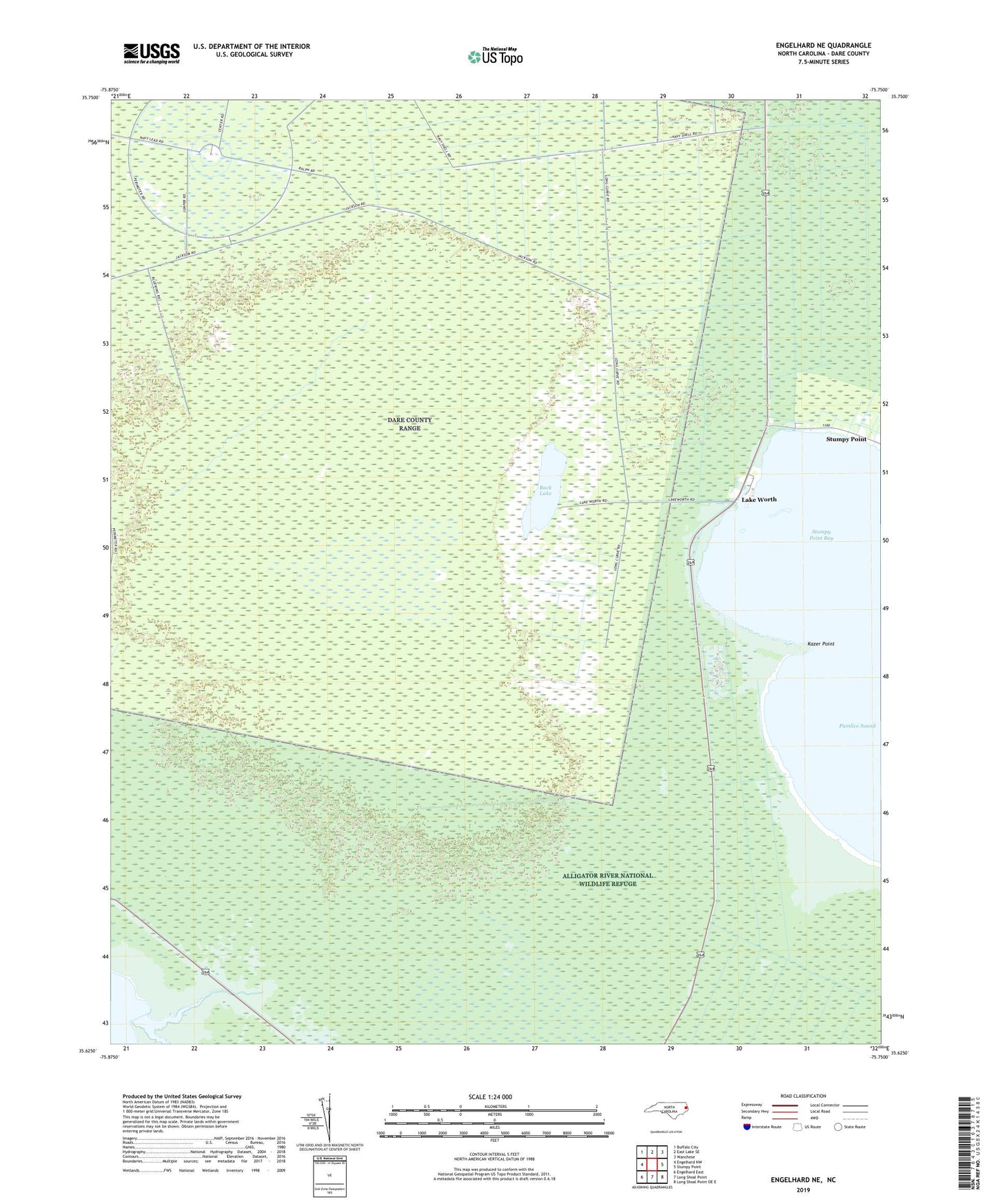 Engelhard NE North Carolina US Topo Map Image