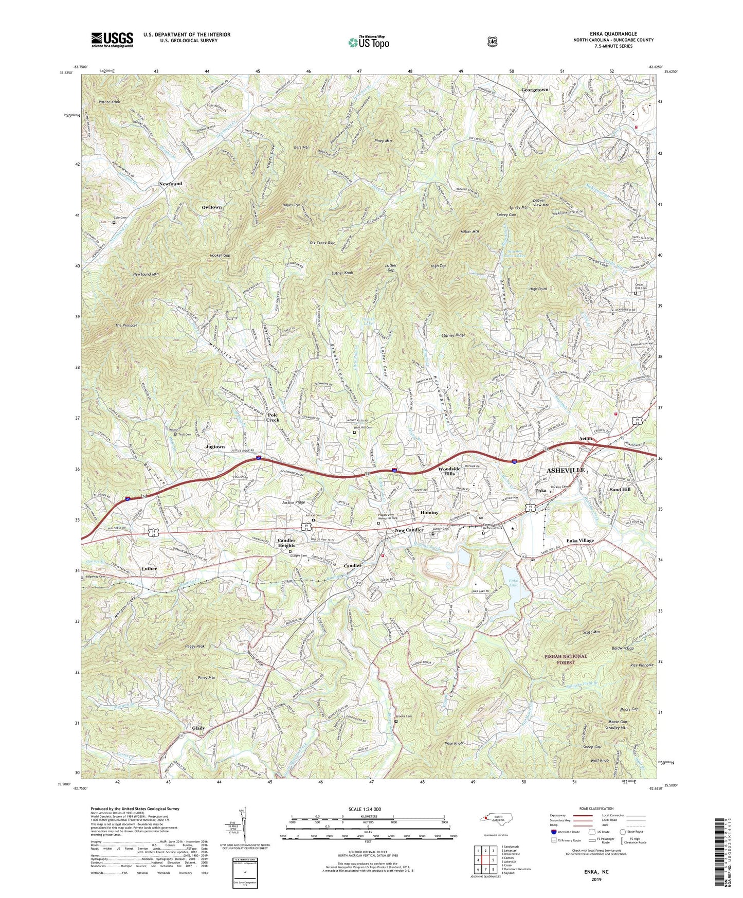 Enka North Carolina US Topo Map Image