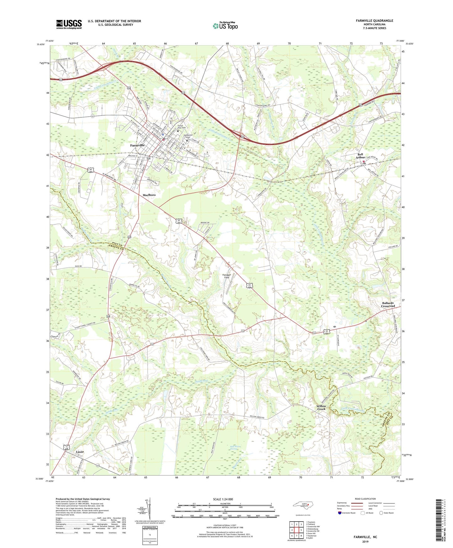 Farmville North Carolina US Topo Map Image