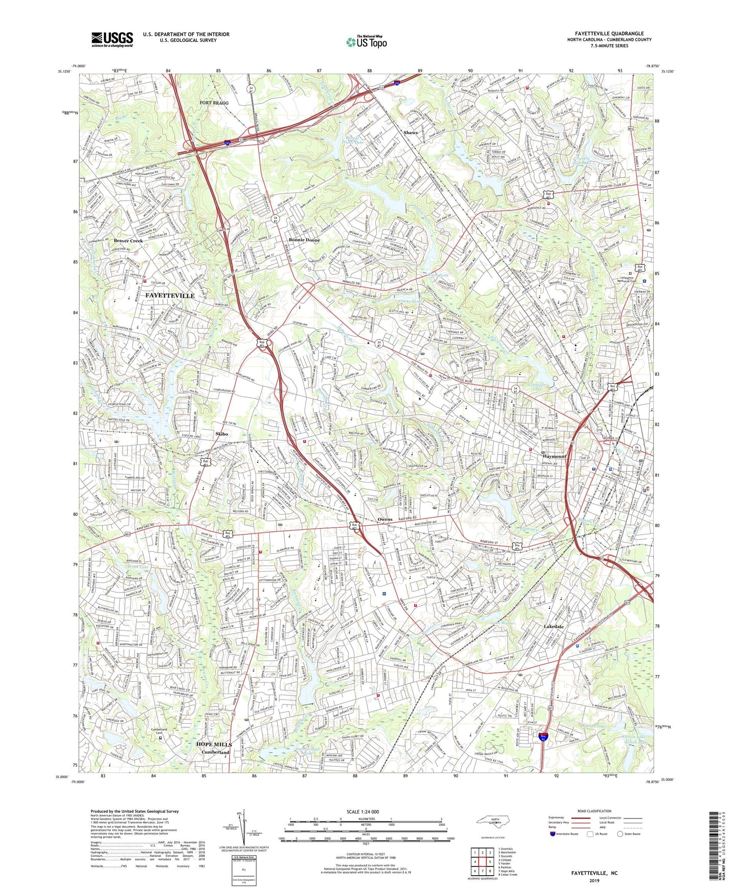 Fayetteville North Carolina US Topo Map Image