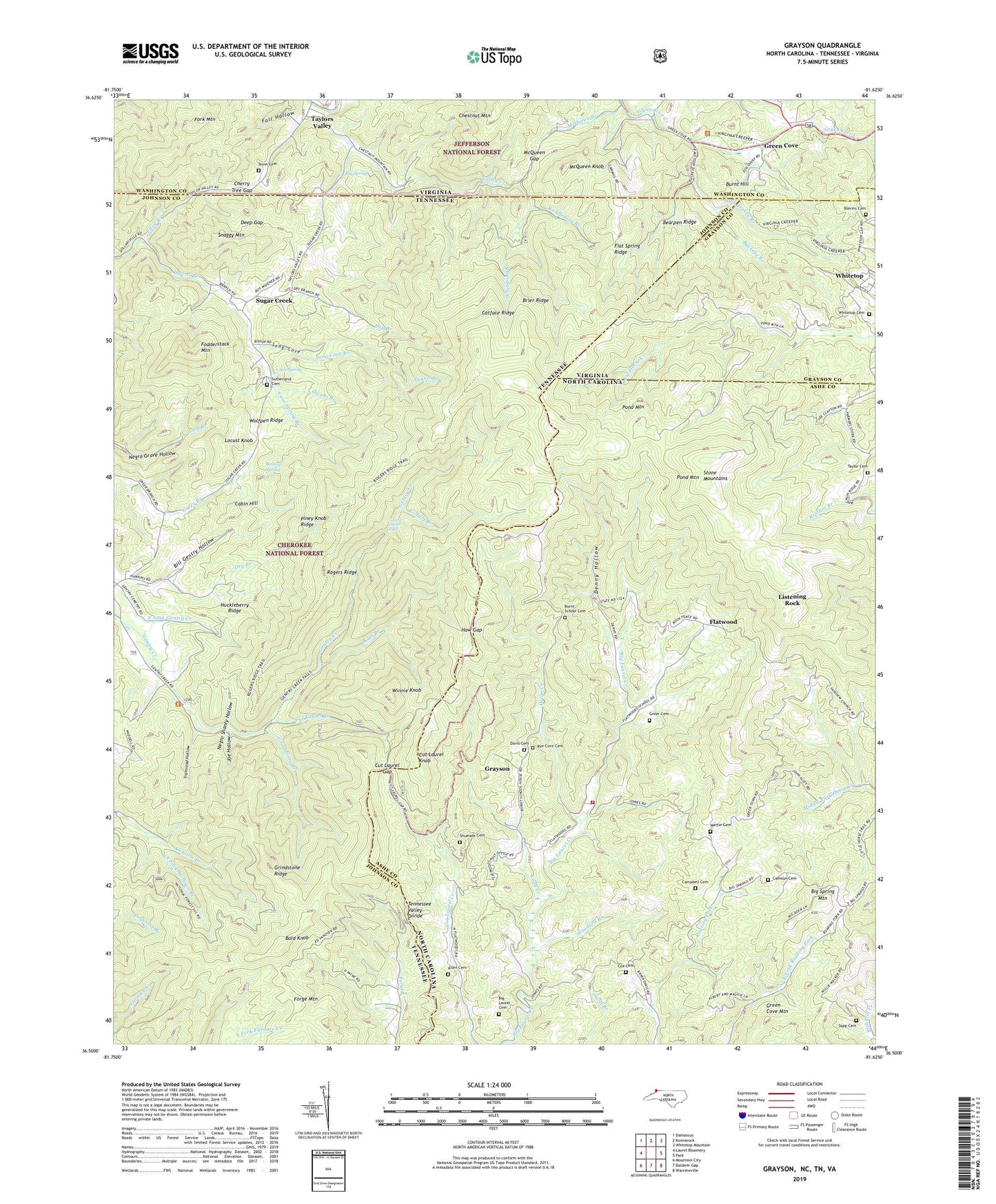 Grayson North Carolina US Topo Map Image