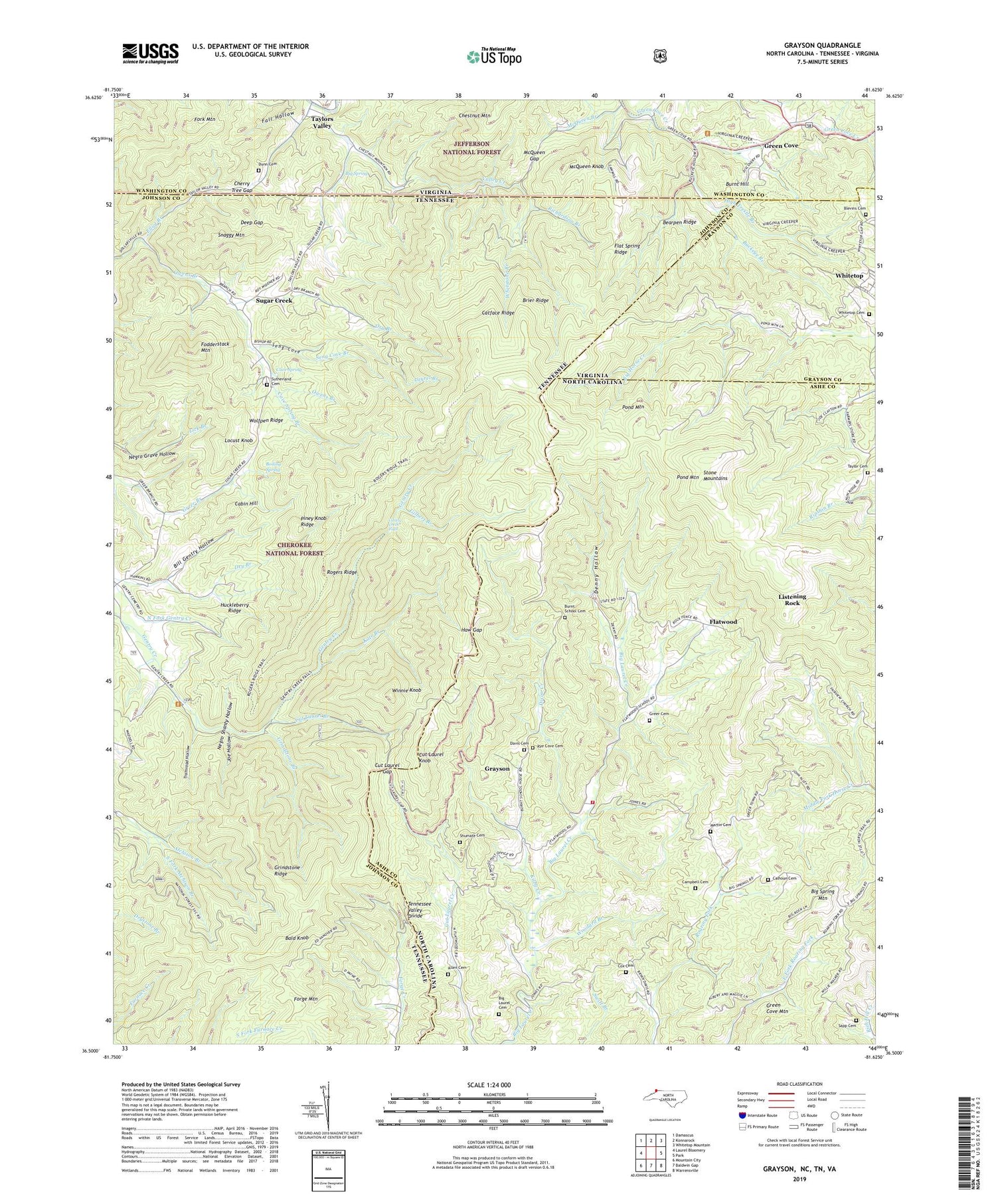 Grayson North Carolina US Topo Map Image