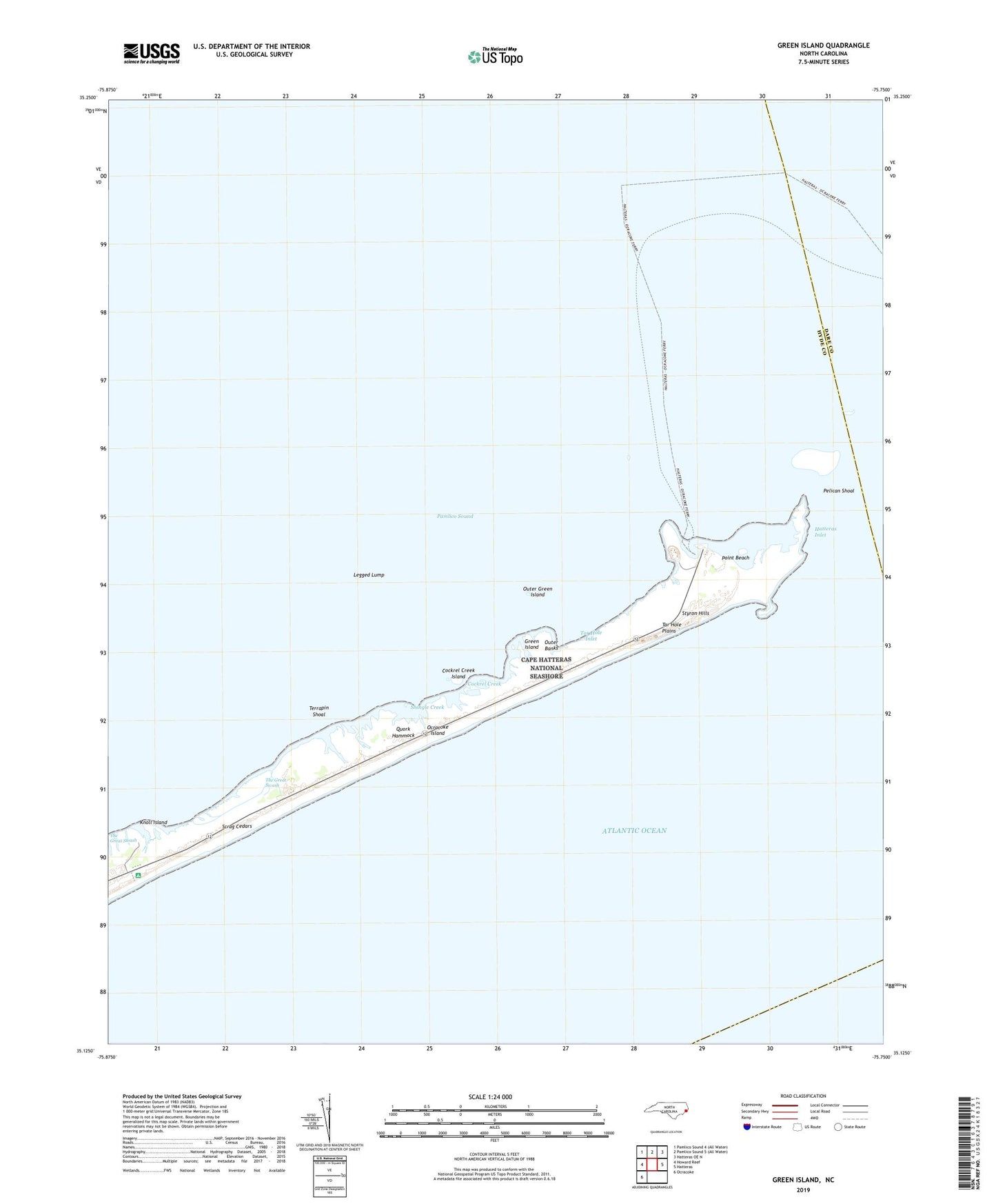 Green Island North Carolina US Topo Map Image