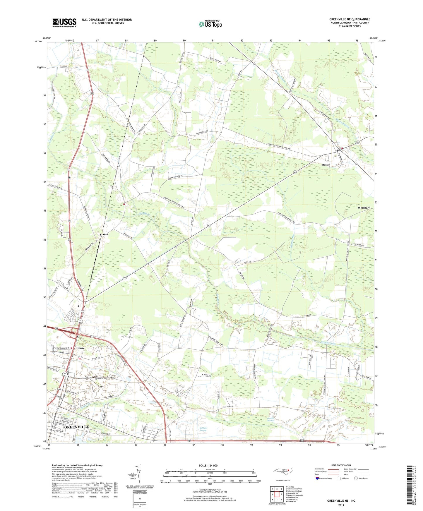 Greenville NE North Carolina US Topo Map Image