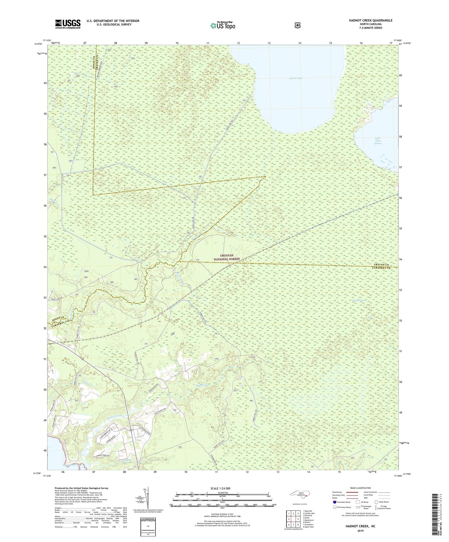 Hadnot Creek North Carolina US Topo Map Image