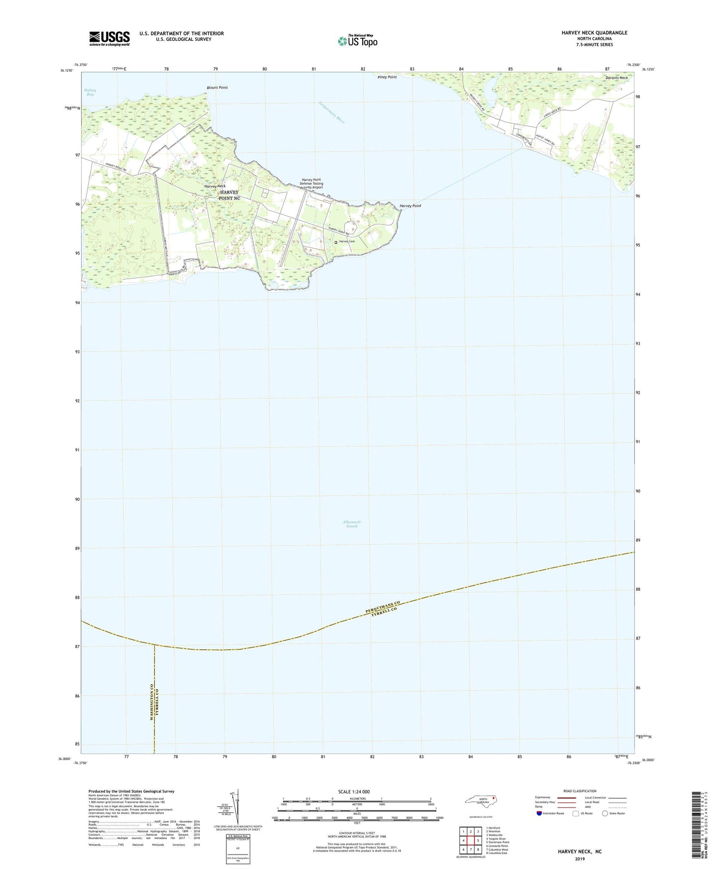 Harvey Neck North Carolina US Topo Map Image
