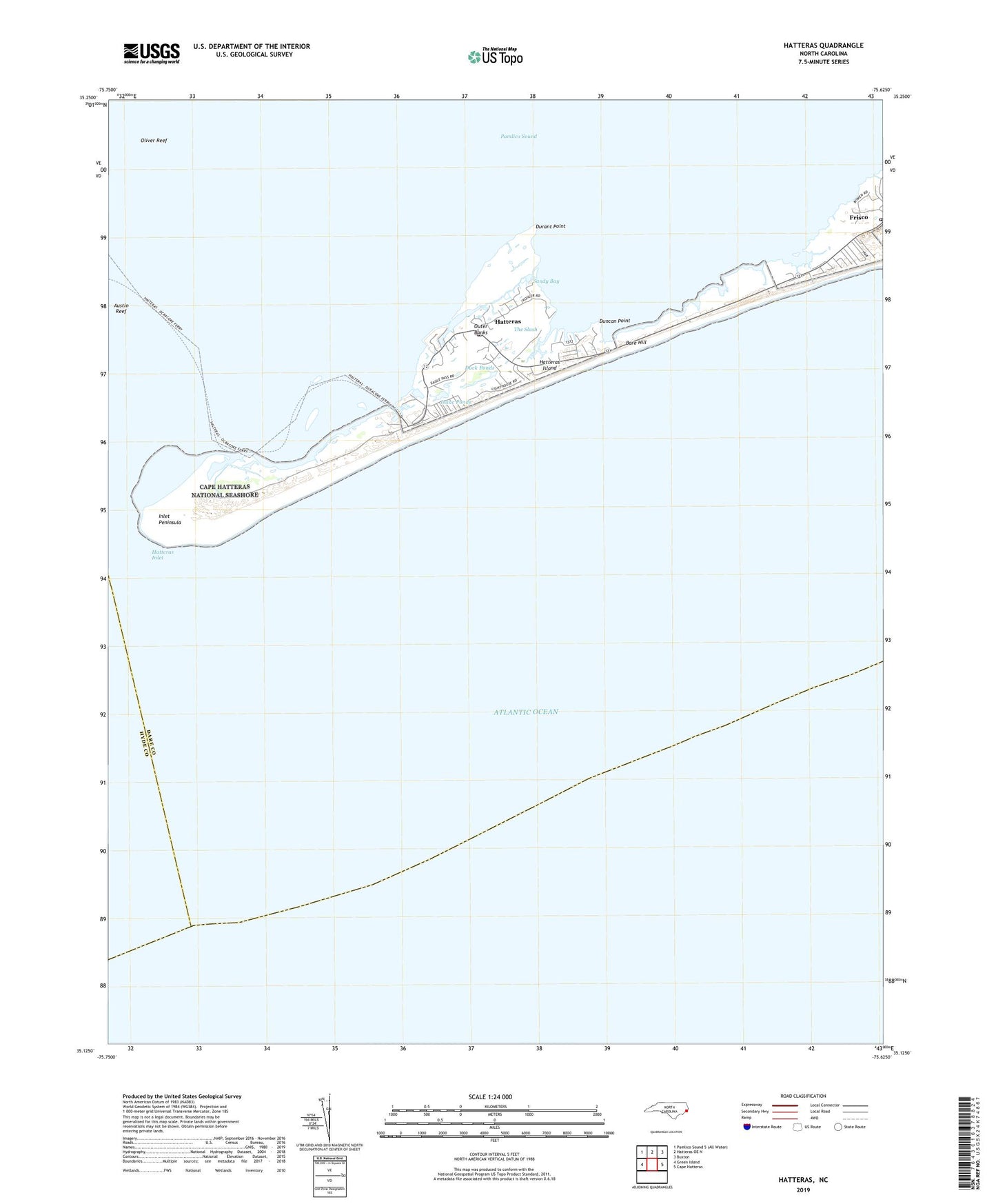 Hatteras North Carolina US Topo Map Image