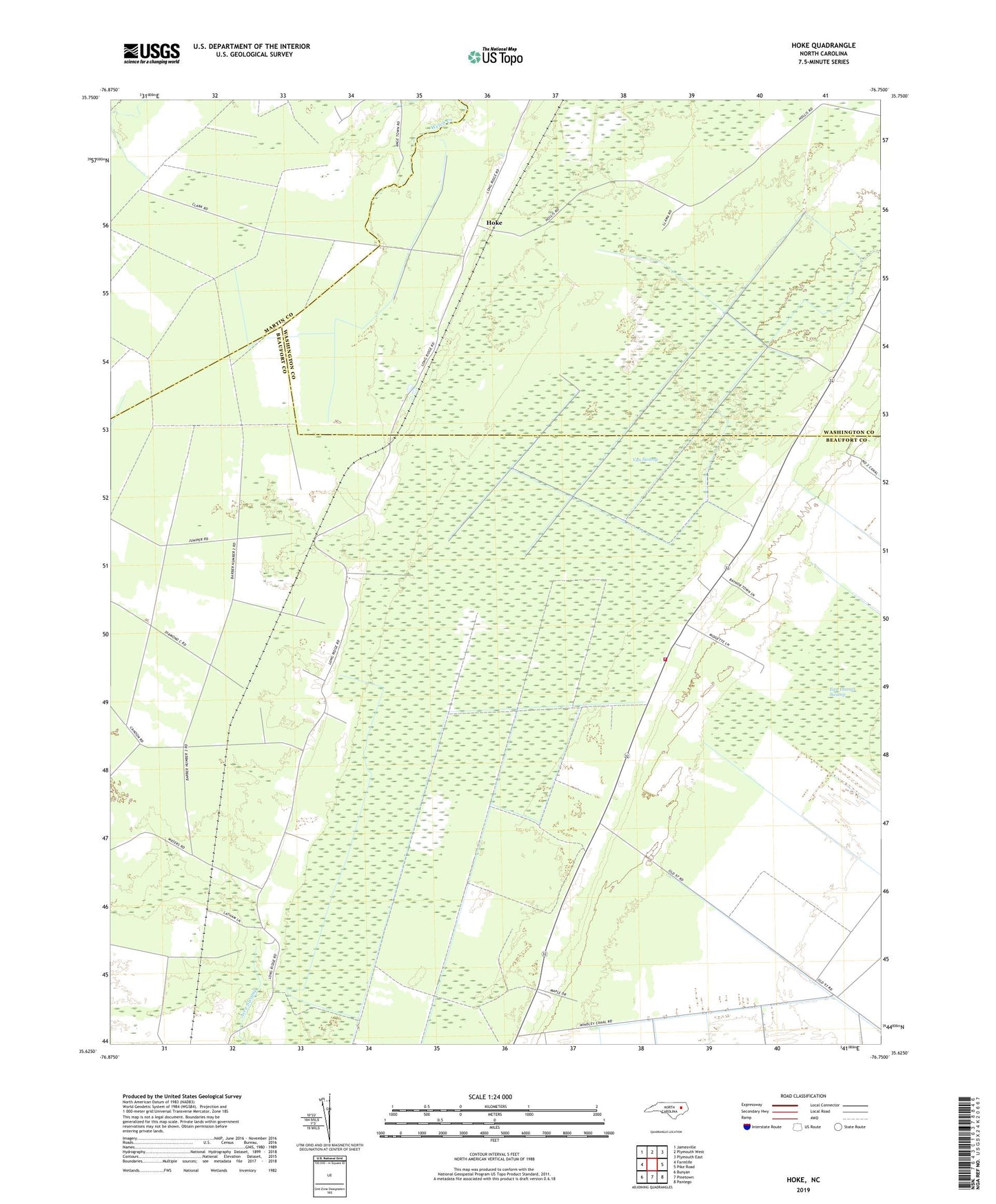 Hoke North Carolina US Topo Map Image