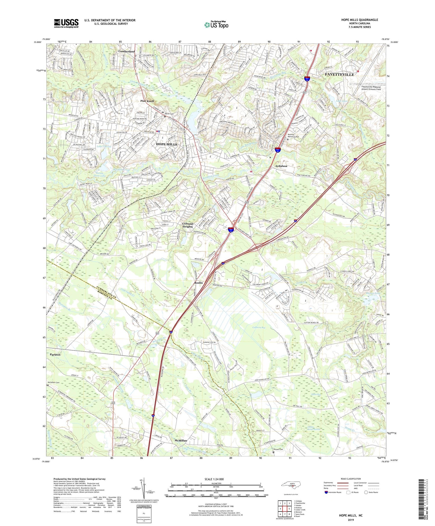 Hope Mills North Carolina US Topo Map Image
