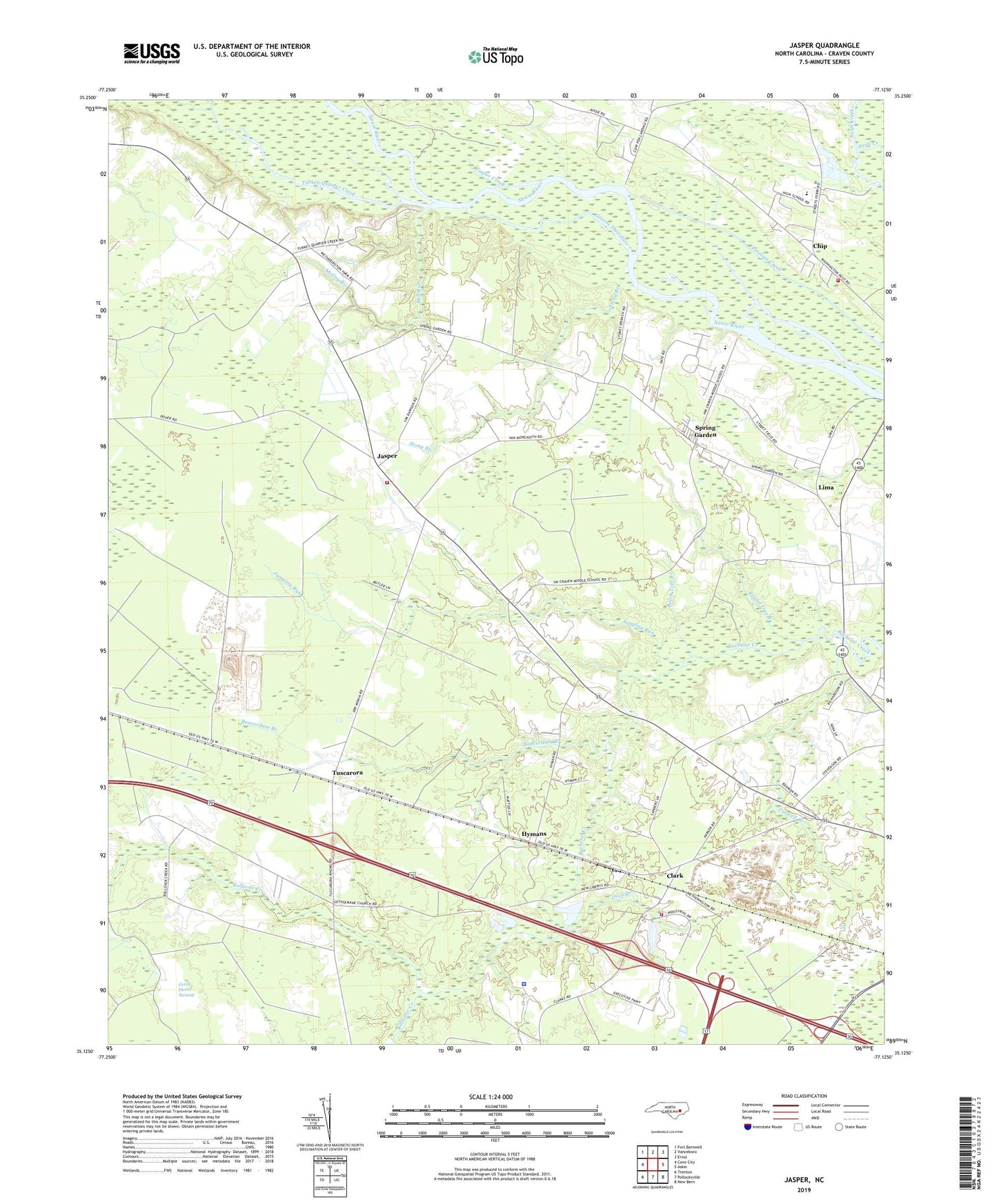 Jasper North Carolina US Topo Map Image