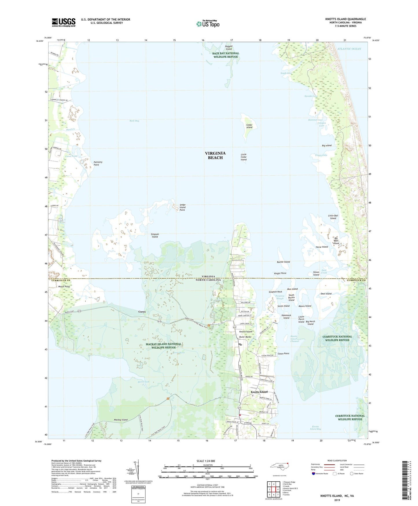Knotts Island North Carolina US Topo Map Image
