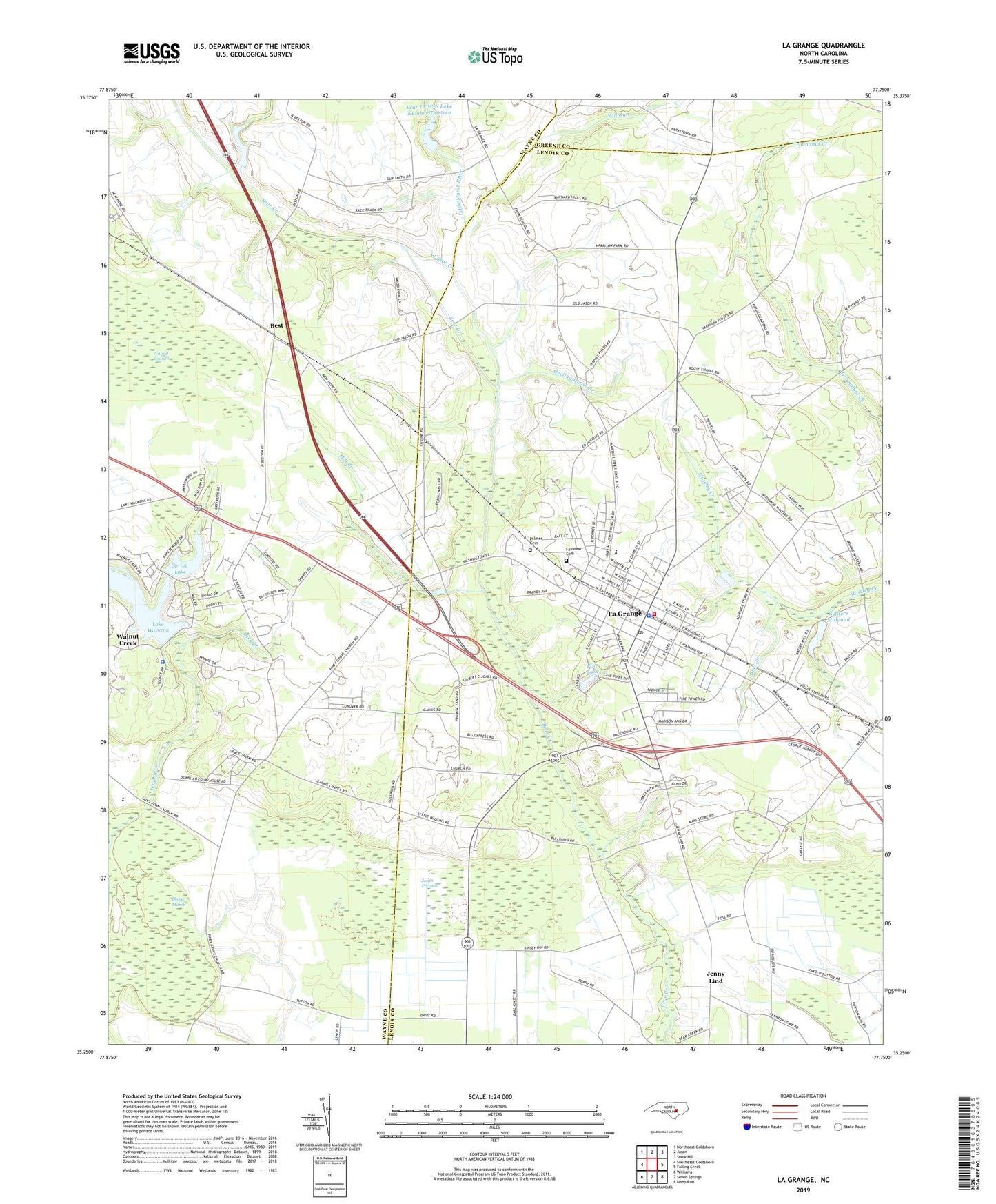 La Grange North Carolina US Topo Map Image