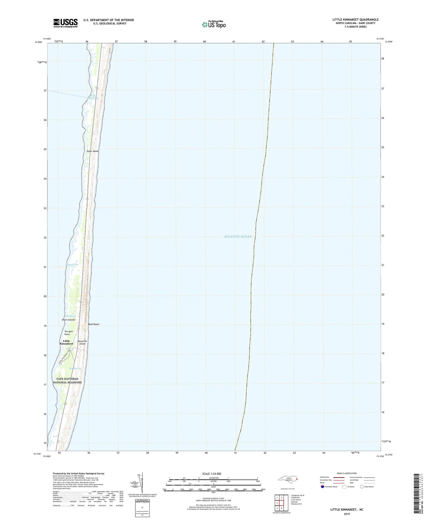 Little Kinnakeet North Carolina US Topo Map Image