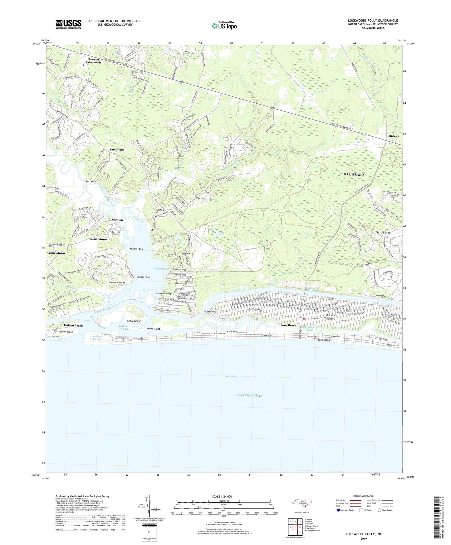 Lockwoods Folly North Carolina US Topo Map Image